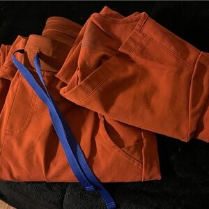 Figs Orange Sweatpants with Blue Drawstring